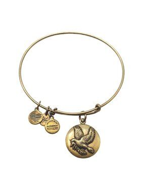 Alex And Ani Sacred Dove Charm Bangle Bracelet Gold Finish Positive Energy